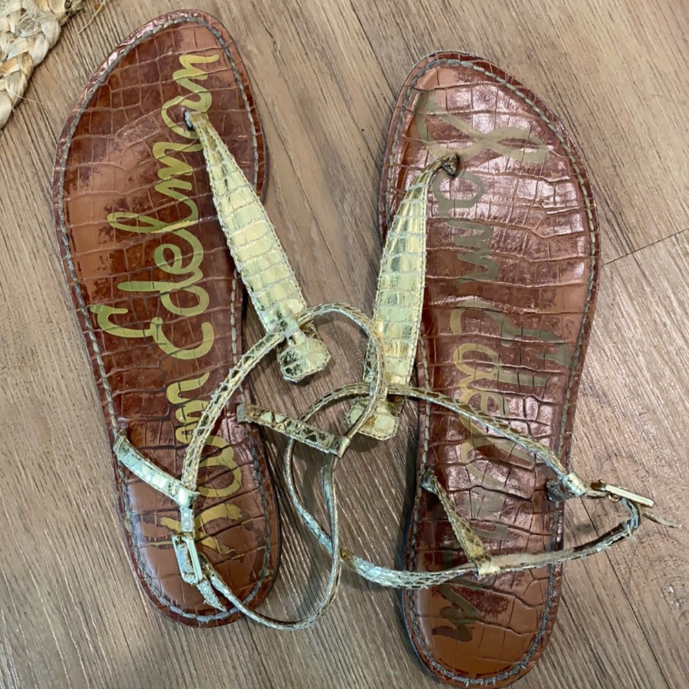 Sam Edelman Gold Gigi Thong Sandals size 10